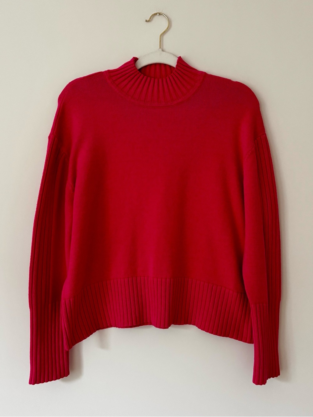 FOIL New Zealand Knit Mock Neck Pullover Sweater, Fuchsia Pink – Size Medium